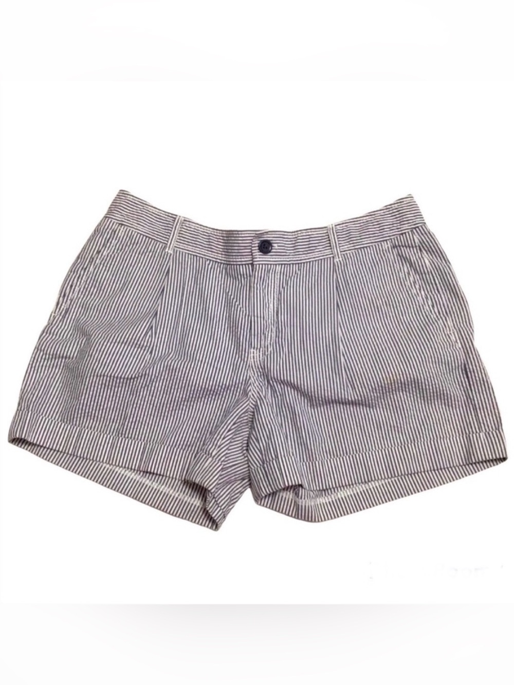 Banana Republic Martin Fit Blue & White Seersucker Shorts Size 8 Cuffed Cotton